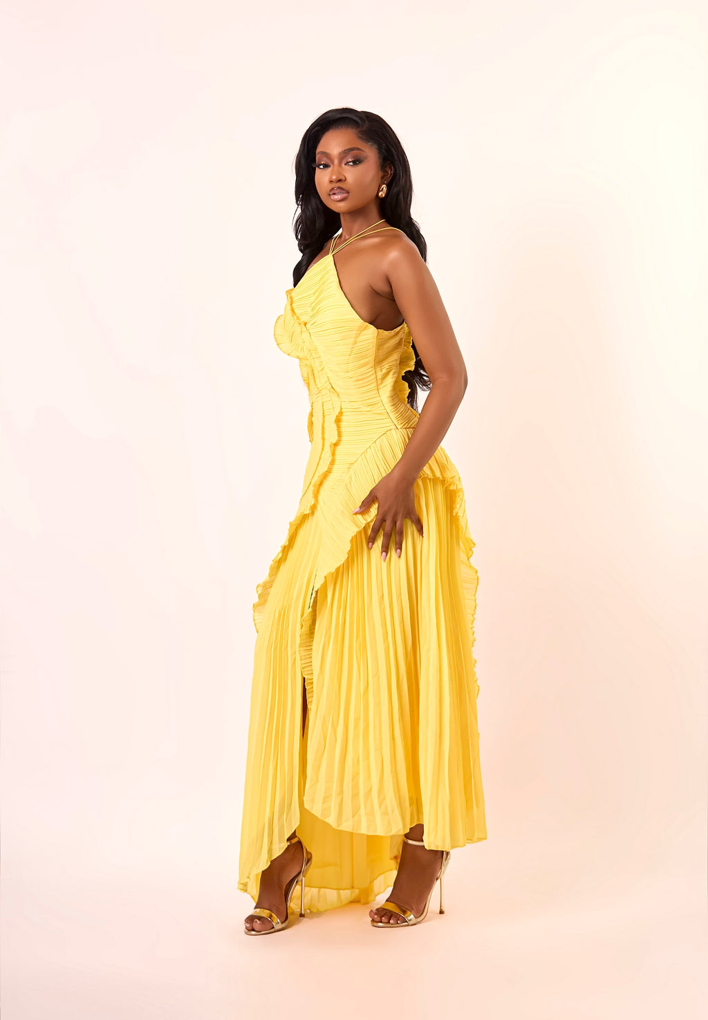 Valencia Ruffle Maxi Dress - Yellow