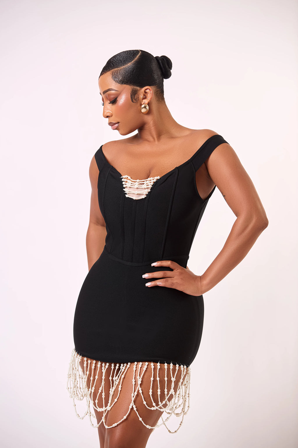 Ava Beaded Bandage Mini Dress - Closet Avenue