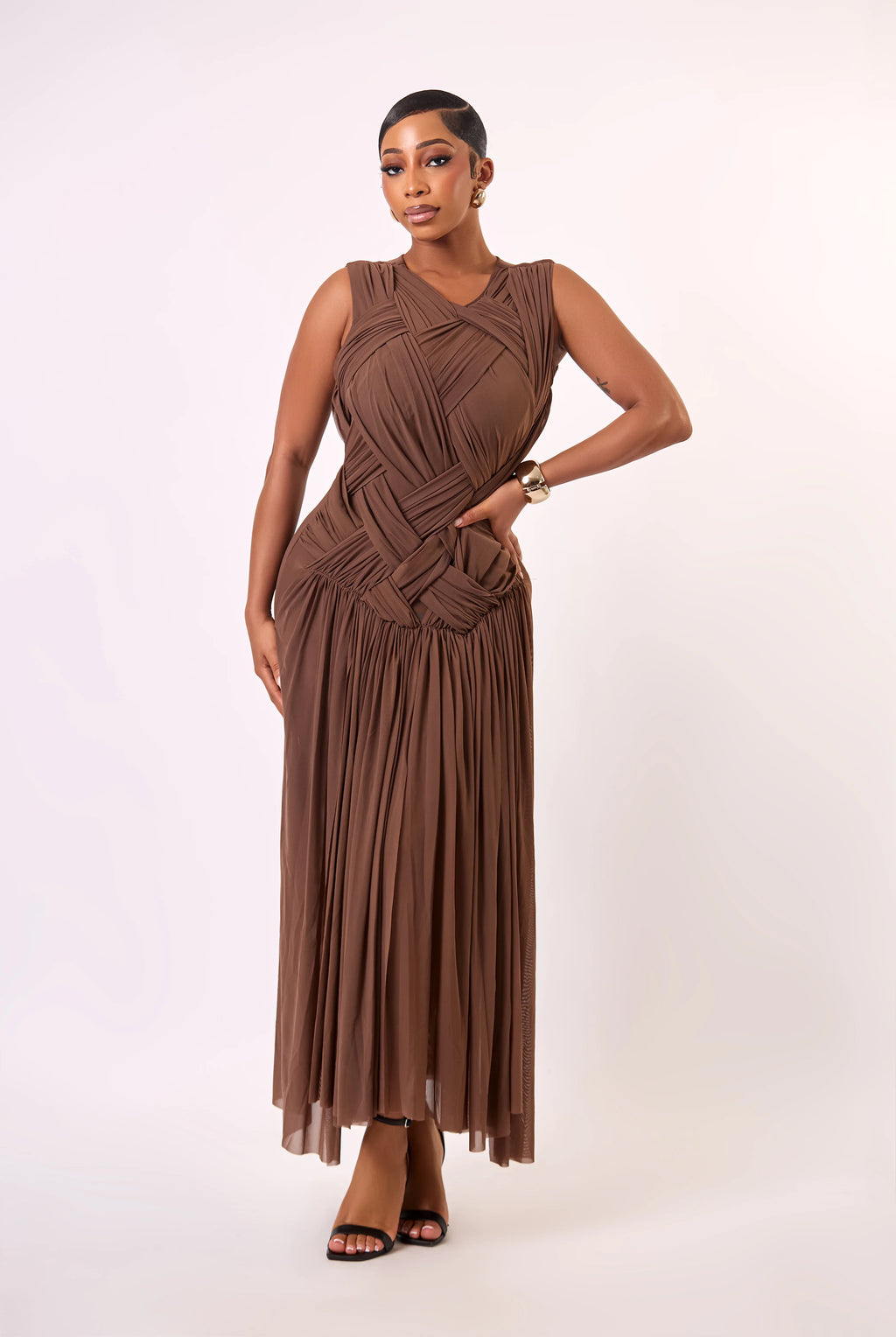 Alina Draped Maxi Dress - Closet Avenue