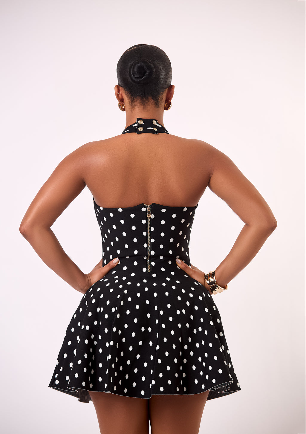 Sofia Polka Dot Halter Mini Dress