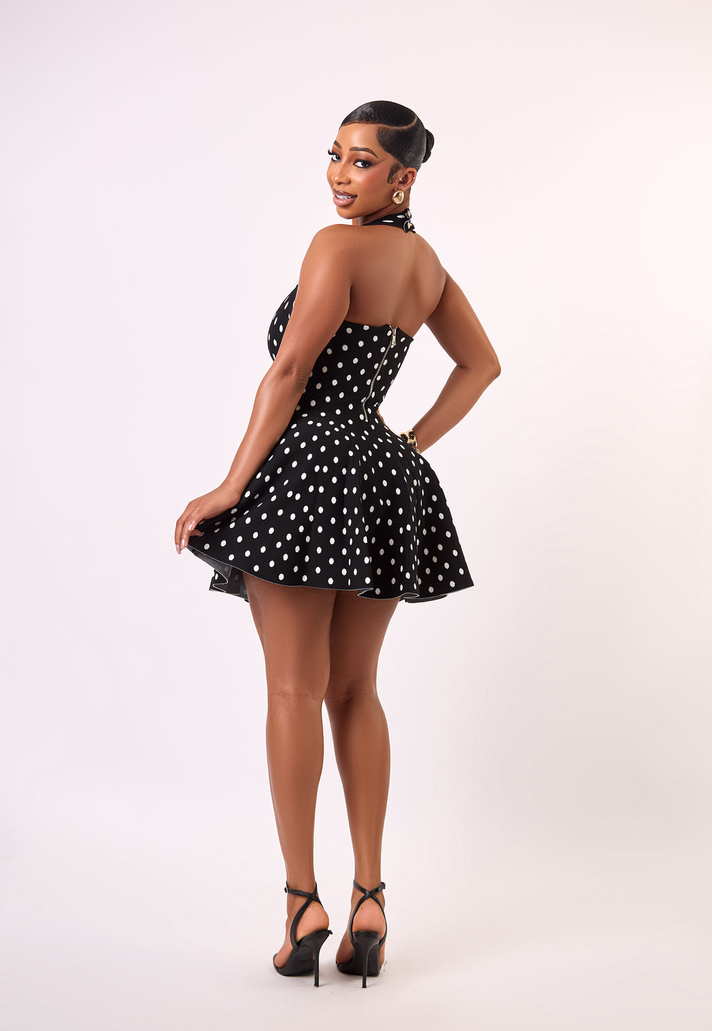 Sofia Polka Dot Halter Mini Dress