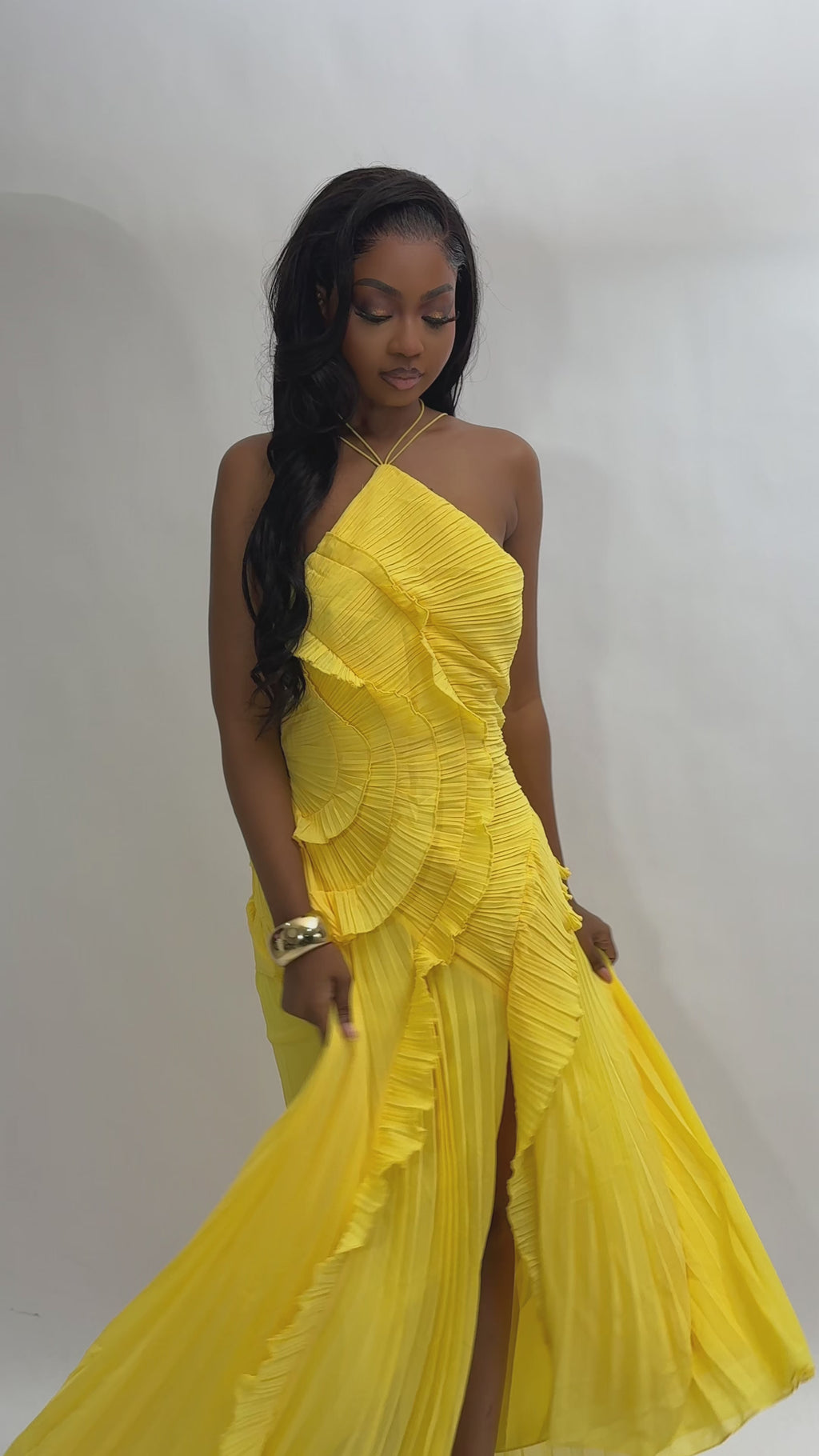 Valencia Ruffle Maxi Dress - Yellow